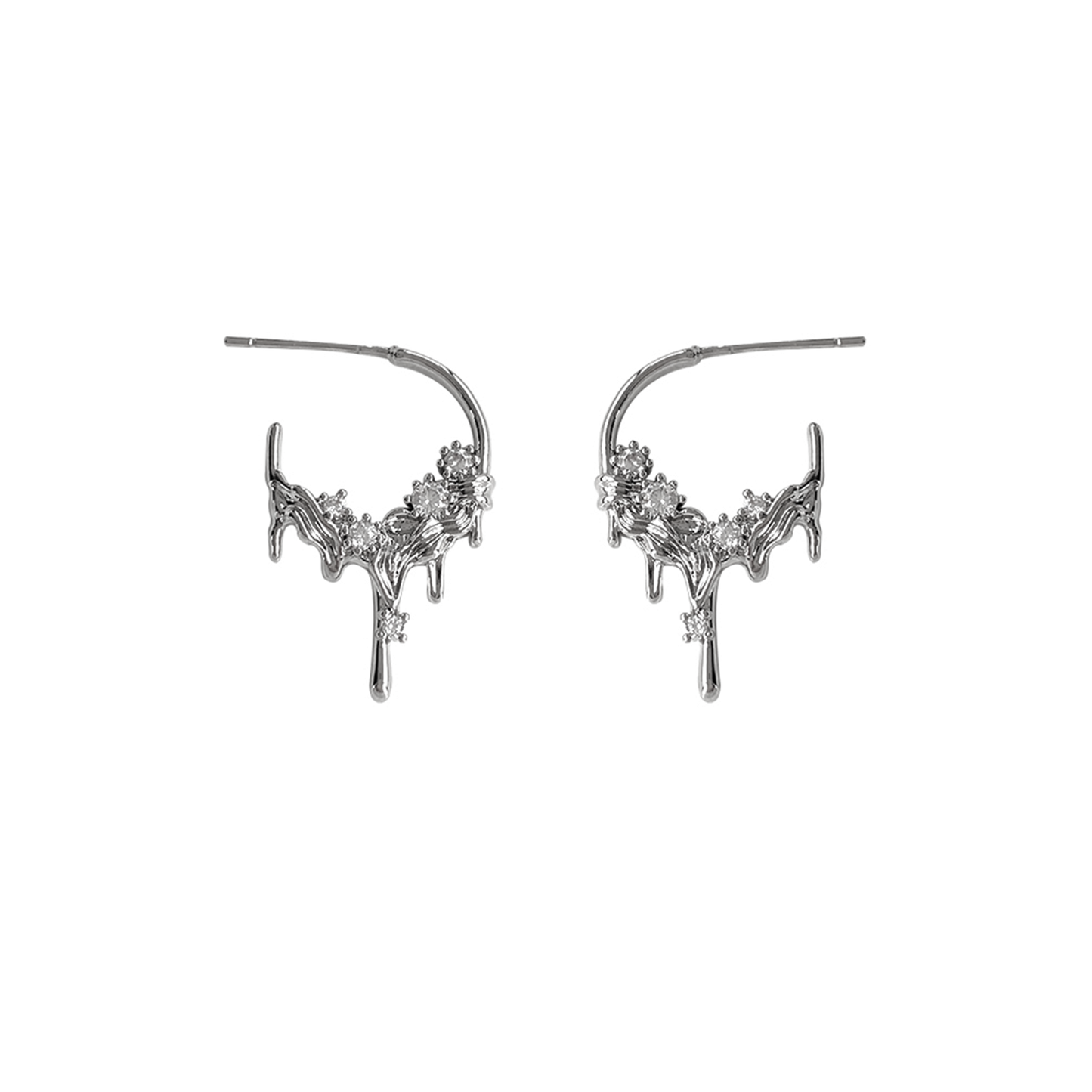 LIQUIDMERAL EAR RING-HOOP ICE MELT/925